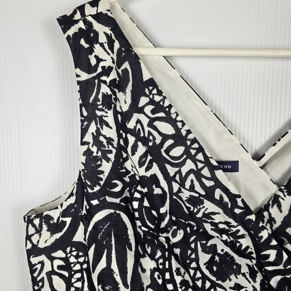 Lands' End Women's Black And White Pattern Suplice Sleeveless Dress Cotton 18 - Picture 5 of 15